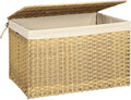 Storage Basket with Lid, Woven Blanket Storage Bin with Handles, Foldable, Removable Liner, Metal Frame, for Bedroom, Laundry Room, 42.3 Gallons (160 L), Brown URST76BR