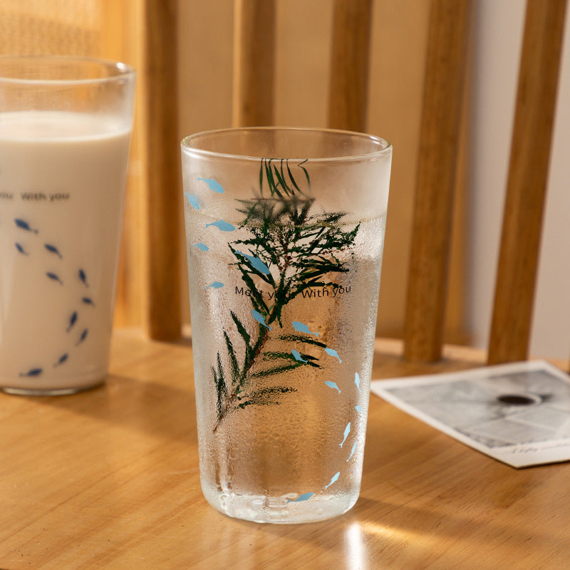 New Fish Glass Cup, High Borosilicate Clear Glass Mug, Minimalist Coffee Cup, Office Water Glass, Heat-Resistant Milk & Juice Tumbler