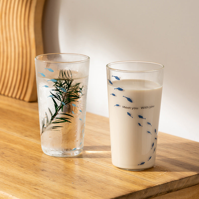 New Fish Glass Cup, High Borosilicate Clear Glass Mug, Minimalist Coffee Cup, Office Water Glass, Heat-Resistant Milk & Juice Tumbler